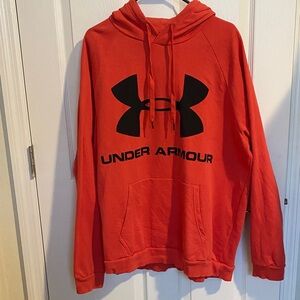 Under Armour Scarlet Hoodie with Black Logo front hand pocket